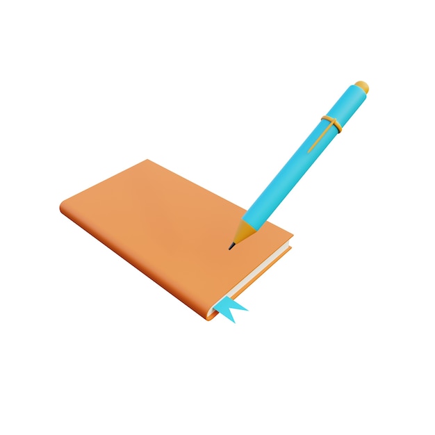 3d illustration of book with pen