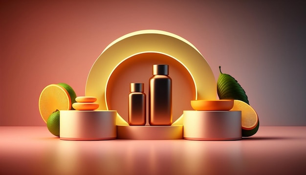 A 3d illustration of a bottle of skincare products