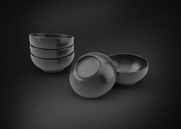 3D illustration Bowl isolated on black background