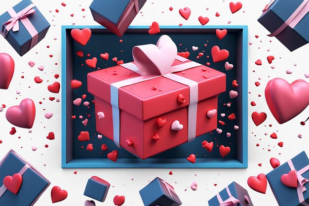 3D illustration of A box with a hearts splash