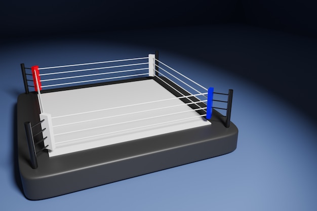 3d illustration of a boxing ring for fighting on a black background