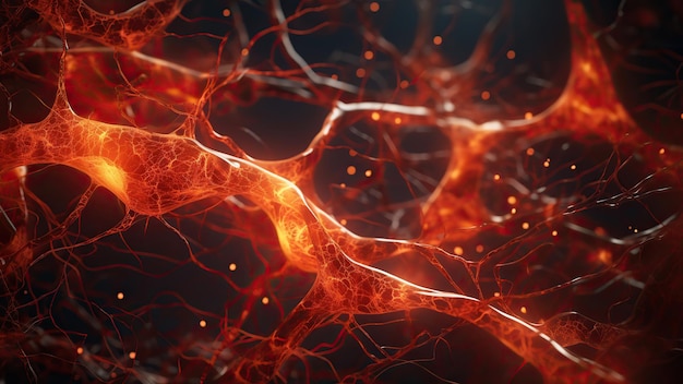 Photo 3d illustration of brain neurons in the form of lights