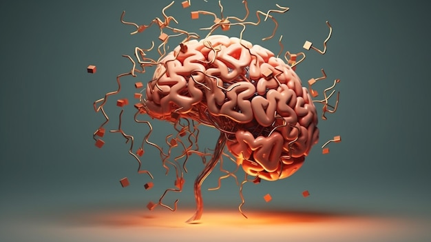 3D иллюстрация мозга со многими проблемами