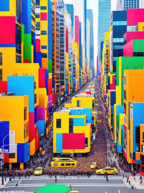 3d illustration a bright city of cubes