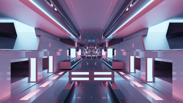 明るい未来的なトンネルの3dイラスト