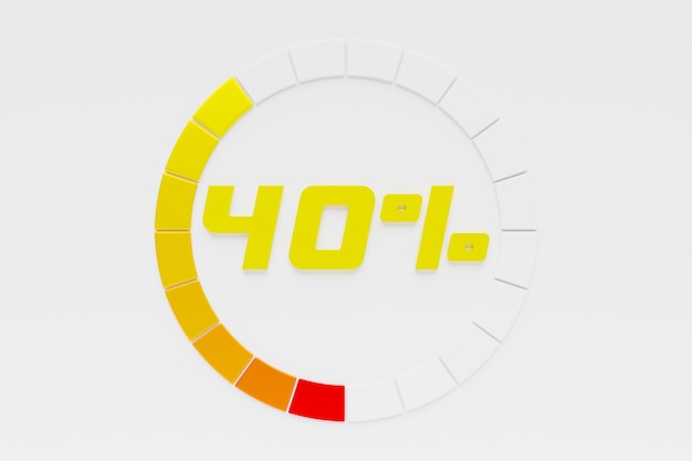 Photo 3d illustration of a bright instrument panel depicting values from normal to critical values in different colors on a black background