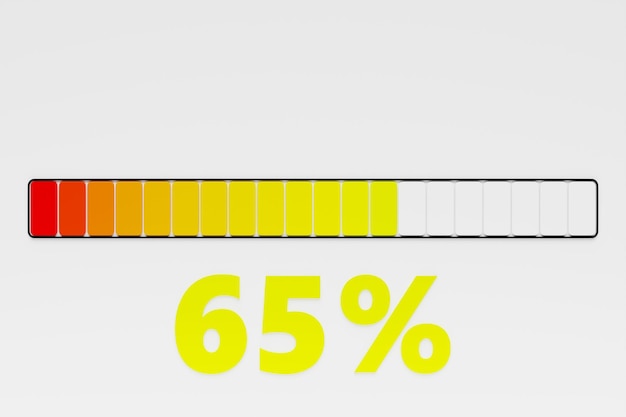 3d illustration of a bright instrument panel depicting values from normal to critical values in different colors on a black background