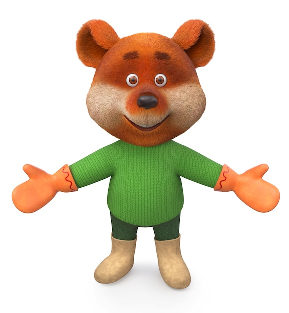 Photo 3d illustration brown bear toy