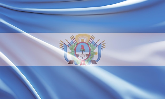 3d illustration of buenos aires state flag on wavy fabric