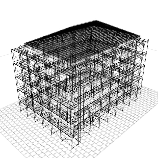 건물과 건설의 3D 일러스트레이션