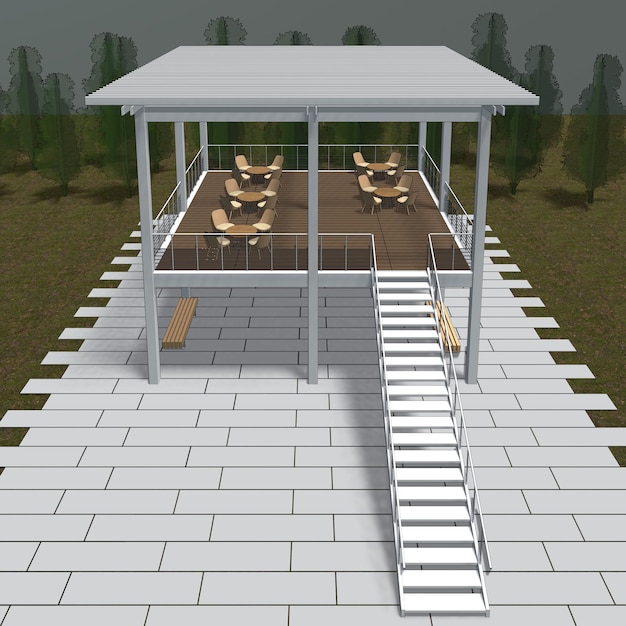 3D illustration of building project