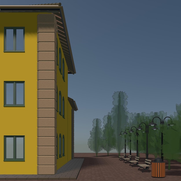 3D illustration of building project