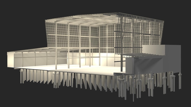 Photo 3d illustration of building structure