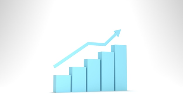 3d illustration The Business Growth with chart rising arrow isolated with white background