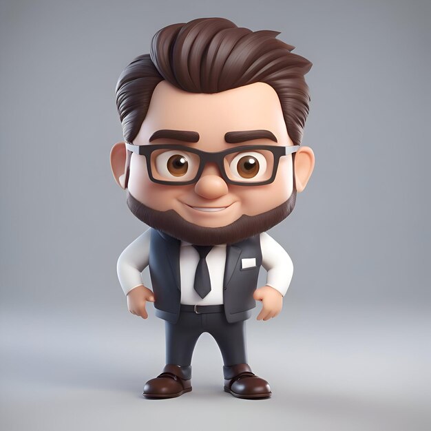 Photo 3d illustration of a business man with glasses 3d rendering