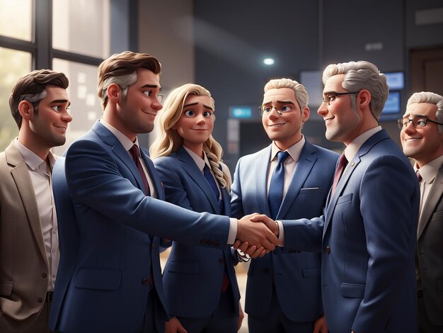 3d illustration of business people shaking hands for successful cooperation