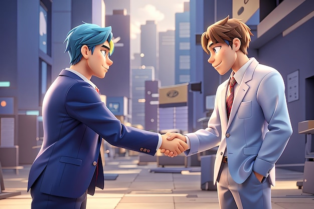 3d illustration of business people shaking hands for successful cooperation