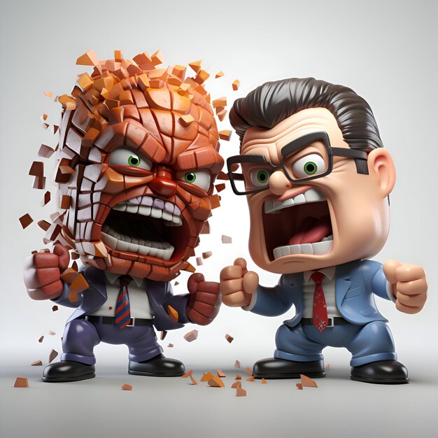 Photo 3d illustration of a businessman and businessman having a fight