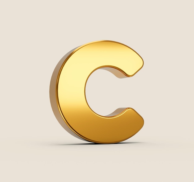 3d illustration of C alphabet on beige background with shadow