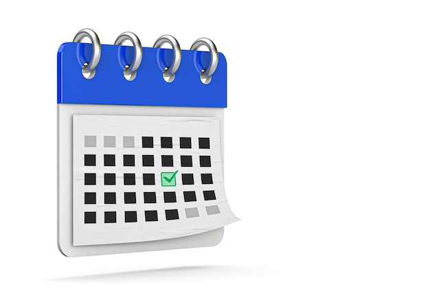 3D illustration of calendar icon with event date icon 3d render