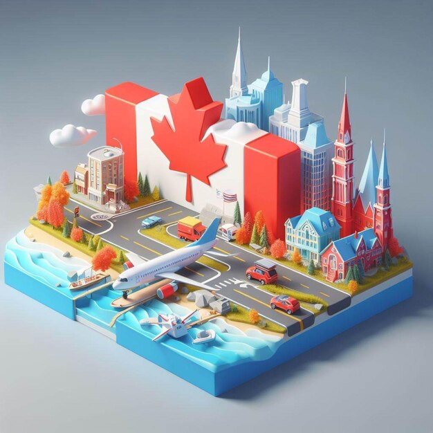 3D illustration of Canada