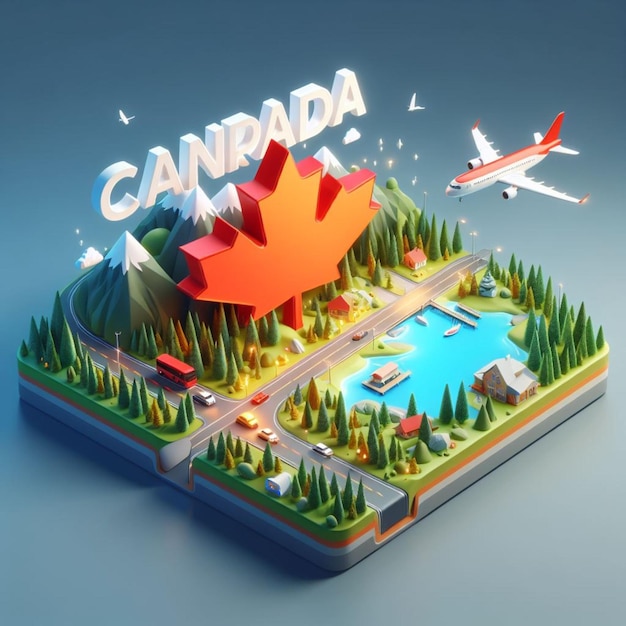 3D illustration of Canada