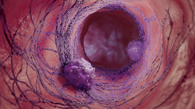 3d illustration of a cancer cellThe spread of the disease in the body Medical concept