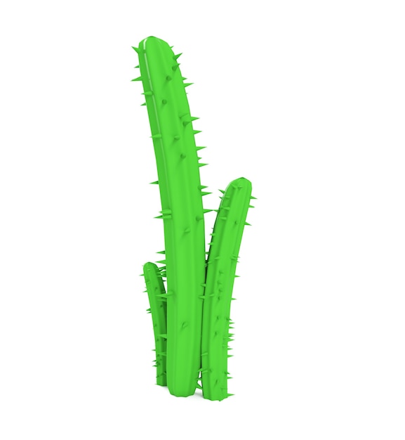 Illustrazione 3d di un cactus cartone animato su sfondo bianco