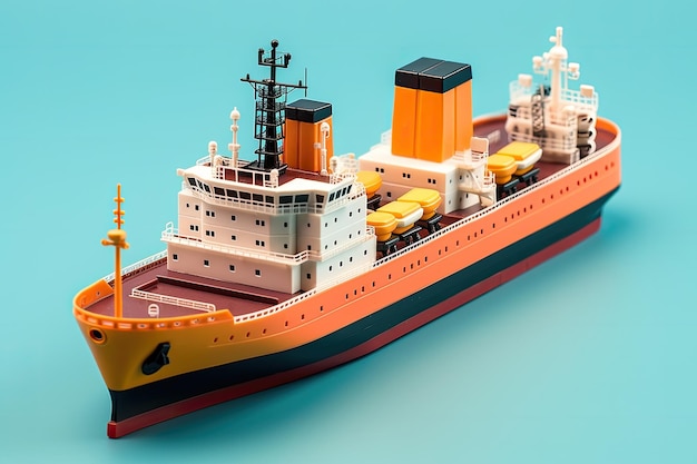 3d иллюстрации мультфильм грузовой корабль на изолированном фоне 3d рендеринг