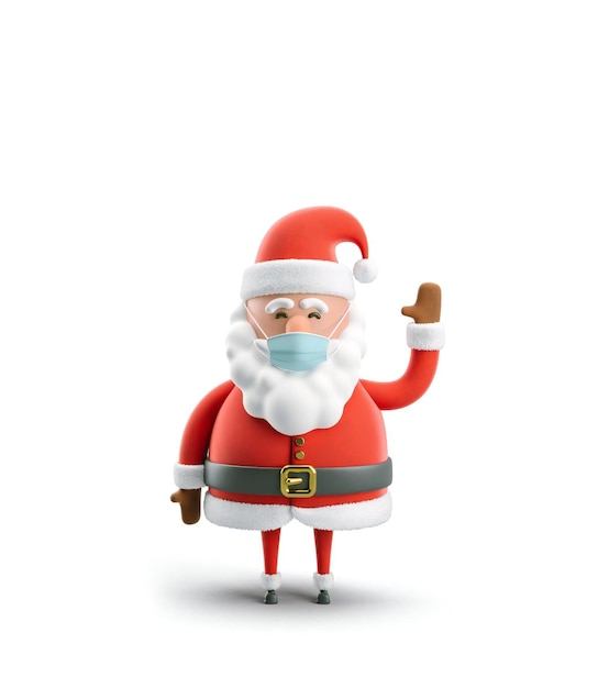 3d Illustration Cartoon character Santa Claus masked Christmas card