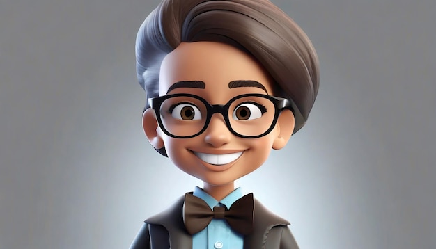 3D Illustration of a cartoon character with glasses and a mustache