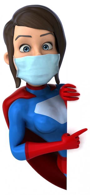 3D illustration of a cartoon character with a mask for coronavirus prevention