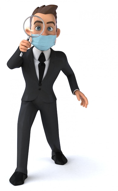 3D illustration of a cartoon character with a mask