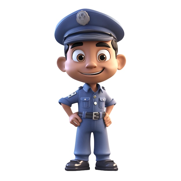 3d illustration of a cartoon character with a police officer's hat