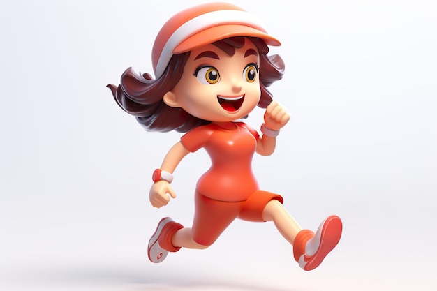 3d illustration of a cartoon character woman running