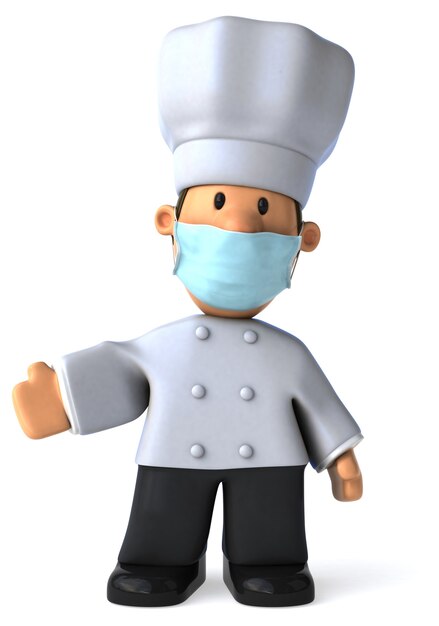 3D Illustration of a cartoon chef