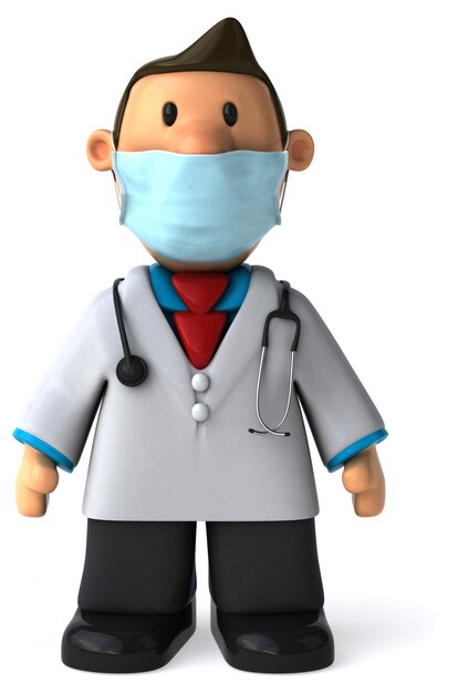 3D Illustration of a cartoon doctor