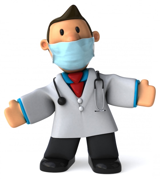 3D Illustration of a cartoon doctor