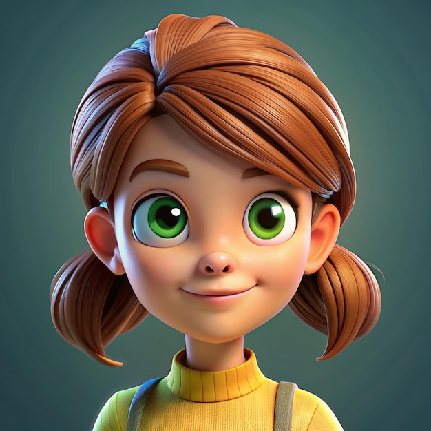 Photo 3d illustration of cartoon girl character avatar or profile