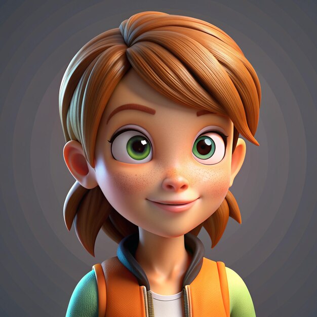 Photo 3d illustration of cartoon girl character avatar or profile