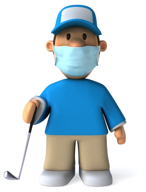 3D Illustration of a cartoon golfer