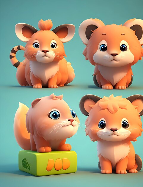 3d illustration cartoon icon animal cute ai generated