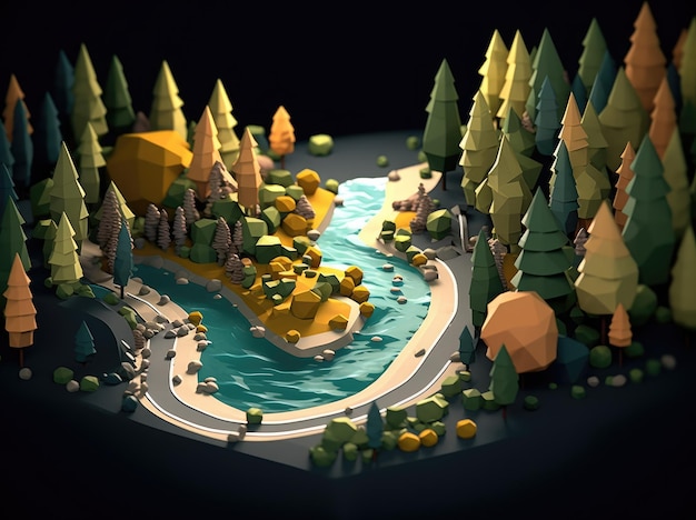 3d illustration cartoon landscape