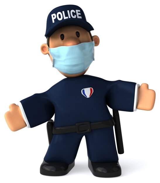 3D Illustration of a cartoon policeman