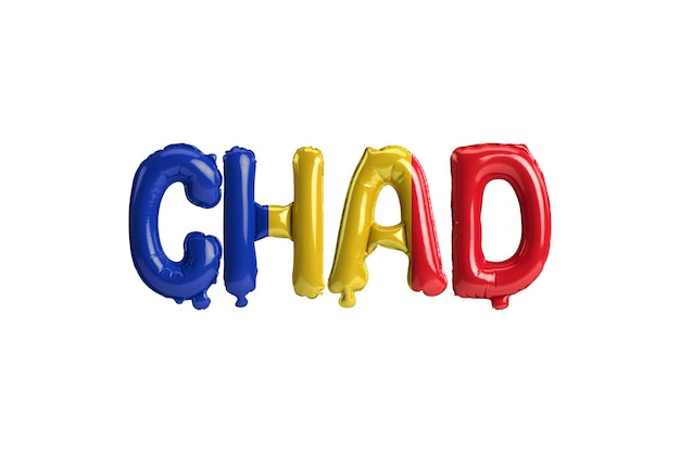 白で隔離の旗の色とChadletter風船の3dイラスト