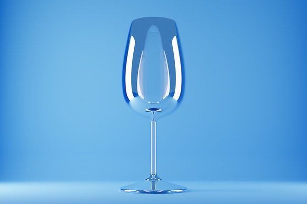 3d illustration of champagne glass on a blue surface