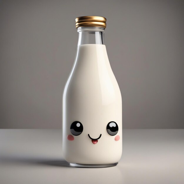 Photo 3d illustration of a cheerful milk with a face