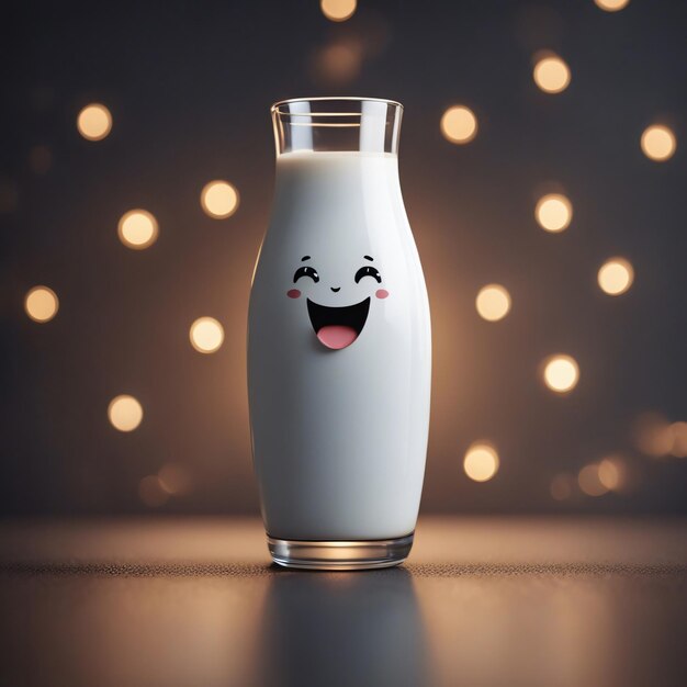 3d illustration of a cheerful milk with a face