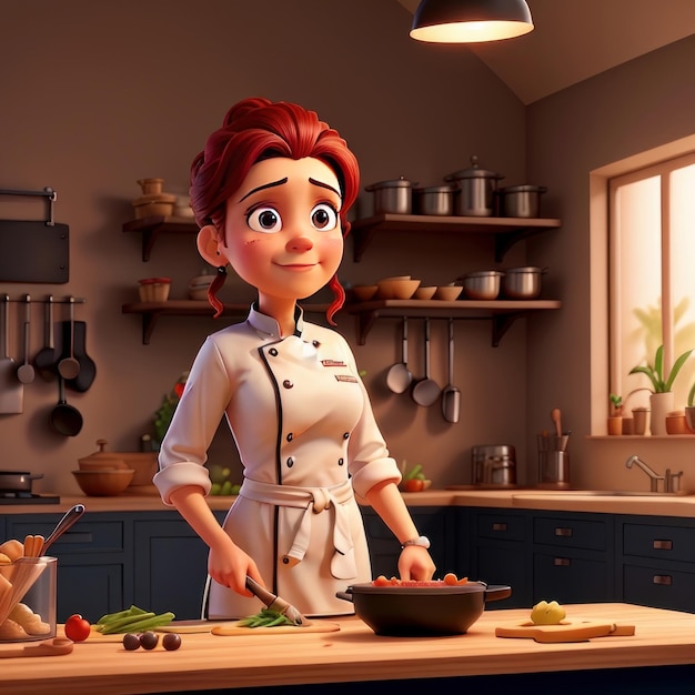 3d illustration of chef cooking Generative AI