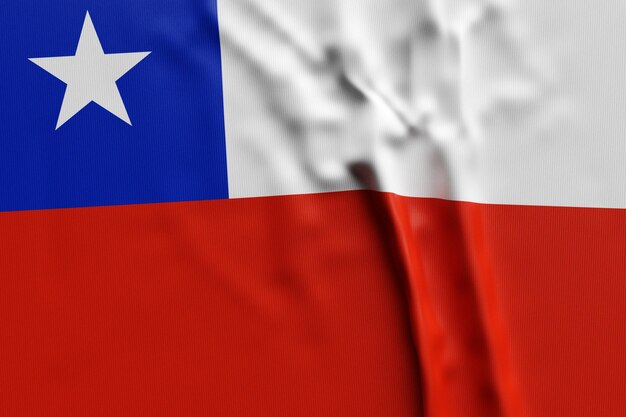 3D иллюстрация национального развивающегося флага Чили. Символ страны.